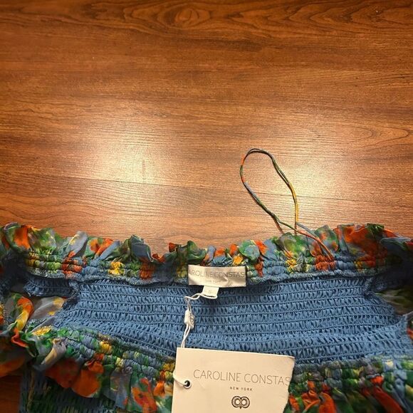 NWT Caroline Constas Ophelia mini dress in Blue Summer Floral RARE Women's Small - Picture 4 of 7